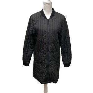 Jacqueline De Yong Quilted Long Jacket Womens Large Black Gorpcore Outdoor
